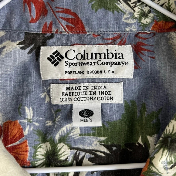 Columbia Men's Hawaiian Button Down Aloha Shirt SZ L - Picture 6 of 9